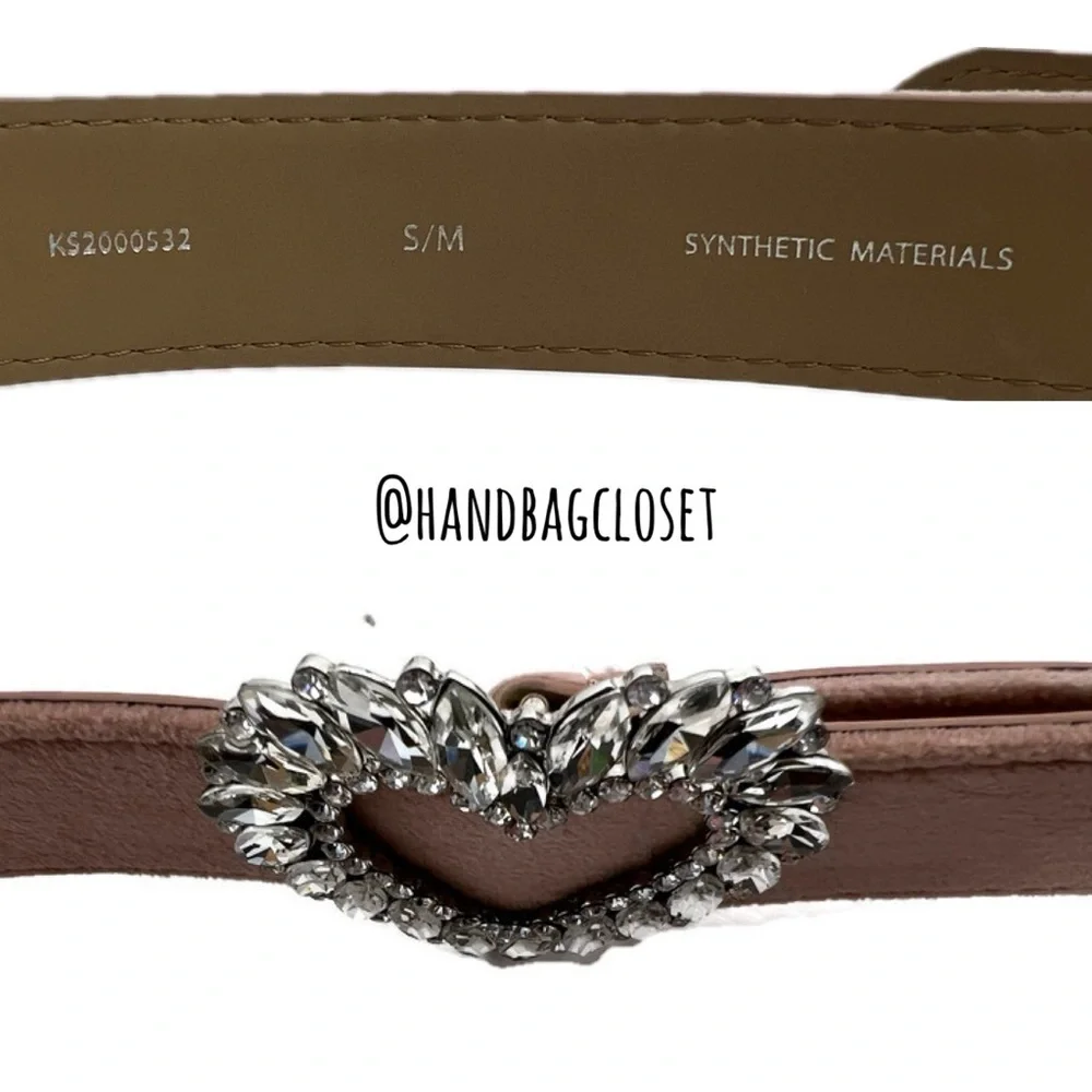Kate Spade Heart Belt Rhinestone Crystals Pink Suede Size Small Medium Belt